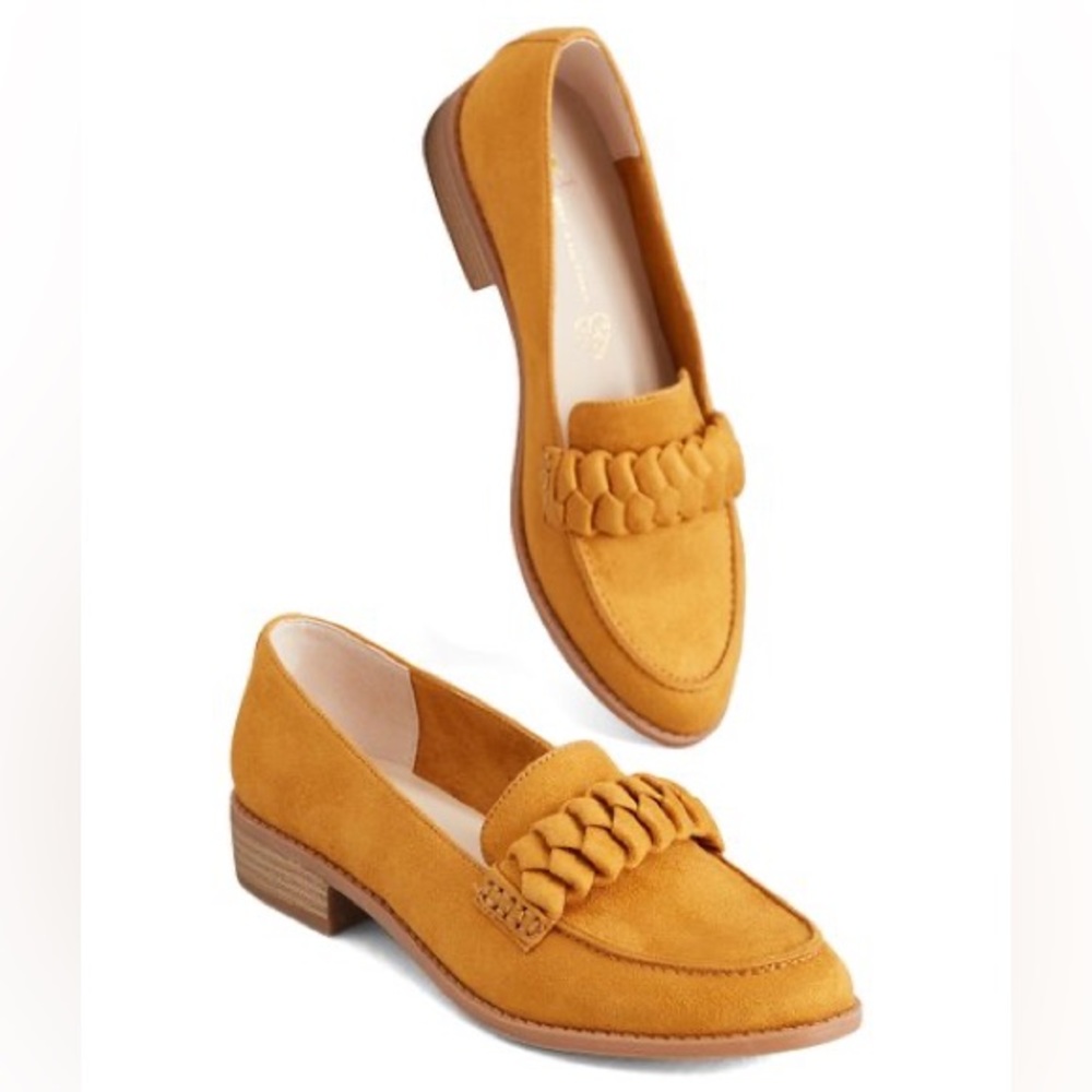 BC footwear vegan slip on mustard yellow loafers. 6.5. Braid detail. 💛